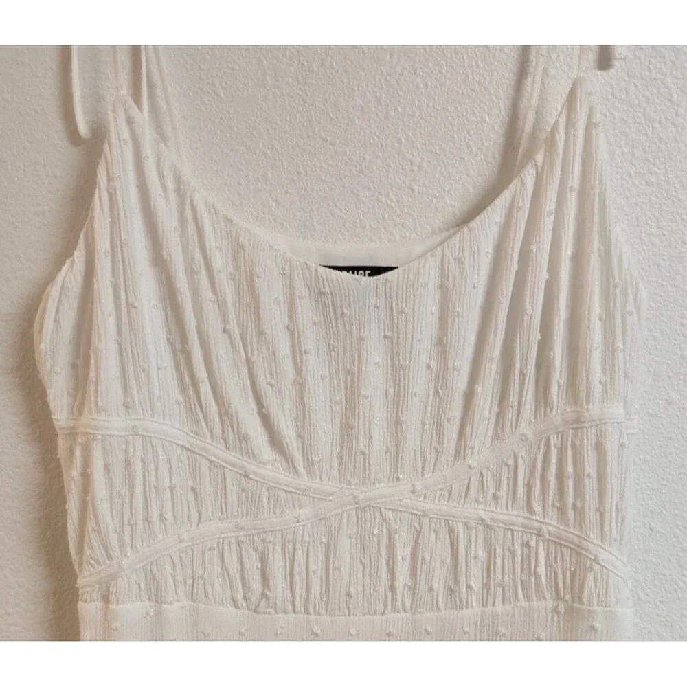 Women's PAIGE Inesa White Crinkle Ruffle Midi Dress Size Medium - Picture 3 of 16